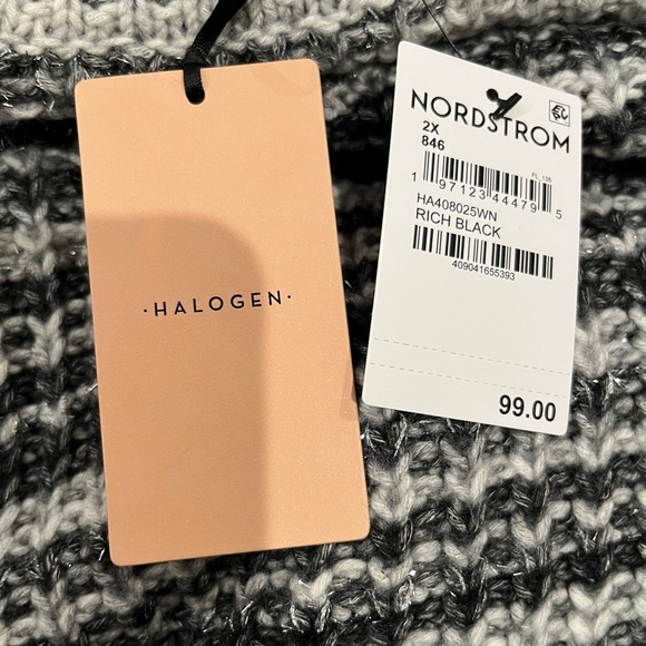 NWT Halogen Womens Metallic Striped Sweater Size 2X Rich Black - Picture 6 of 6